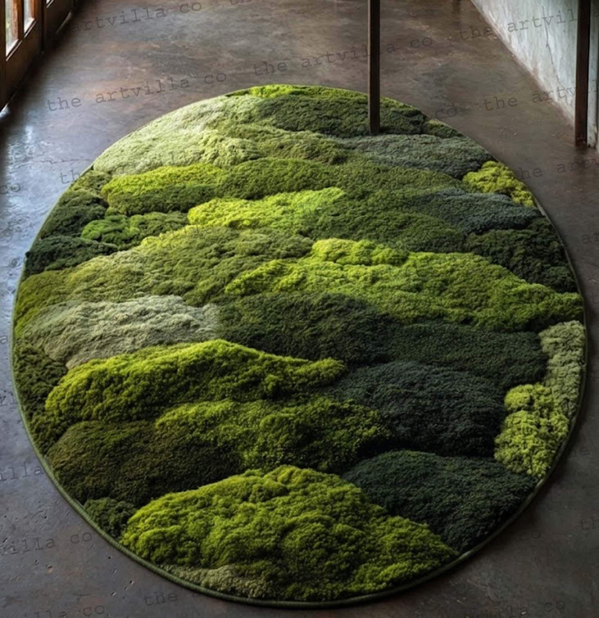 Organic Green Rug Green Moss Tufted Rug: Botanical Biophilic Home Décor Runner Rug - Etsy