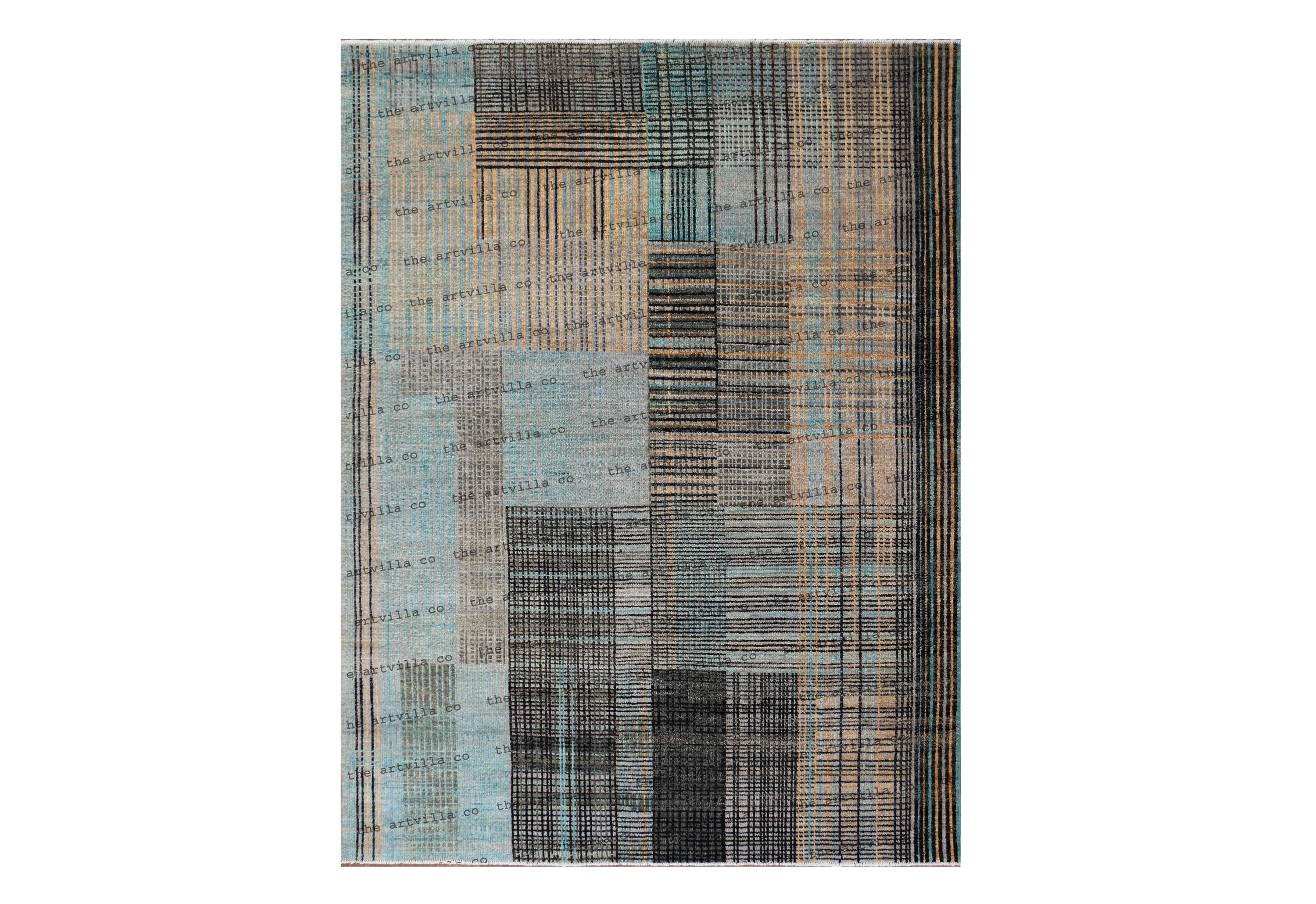 optical illusion area beige with black and white line art Oushak Made to Order Geometric Knotted Modern rug/large area rug/pastel/rug.