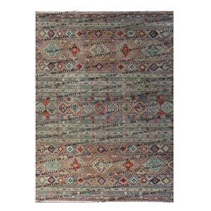 Hand-Knotted Gray Wool Turkish Oushak Rug - 9&#39;x12&#39; Floral Accent