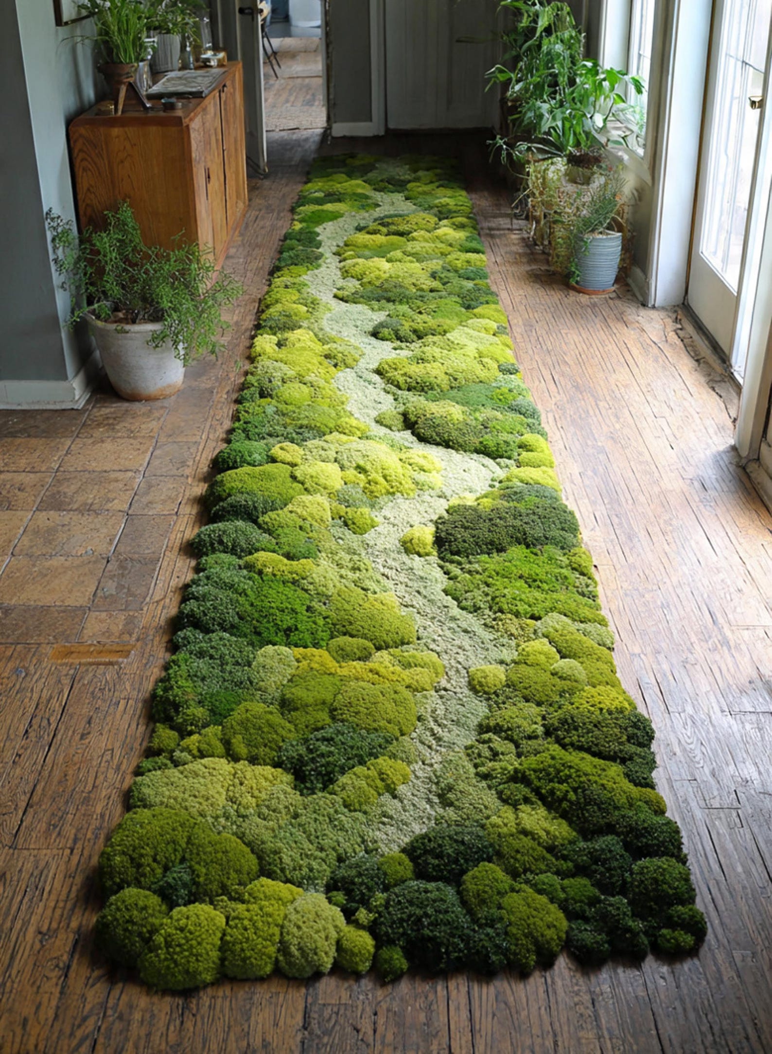 Green Moss Tufted Rug: Botanical Biophilic Home Décor Runner Rug - Etsy