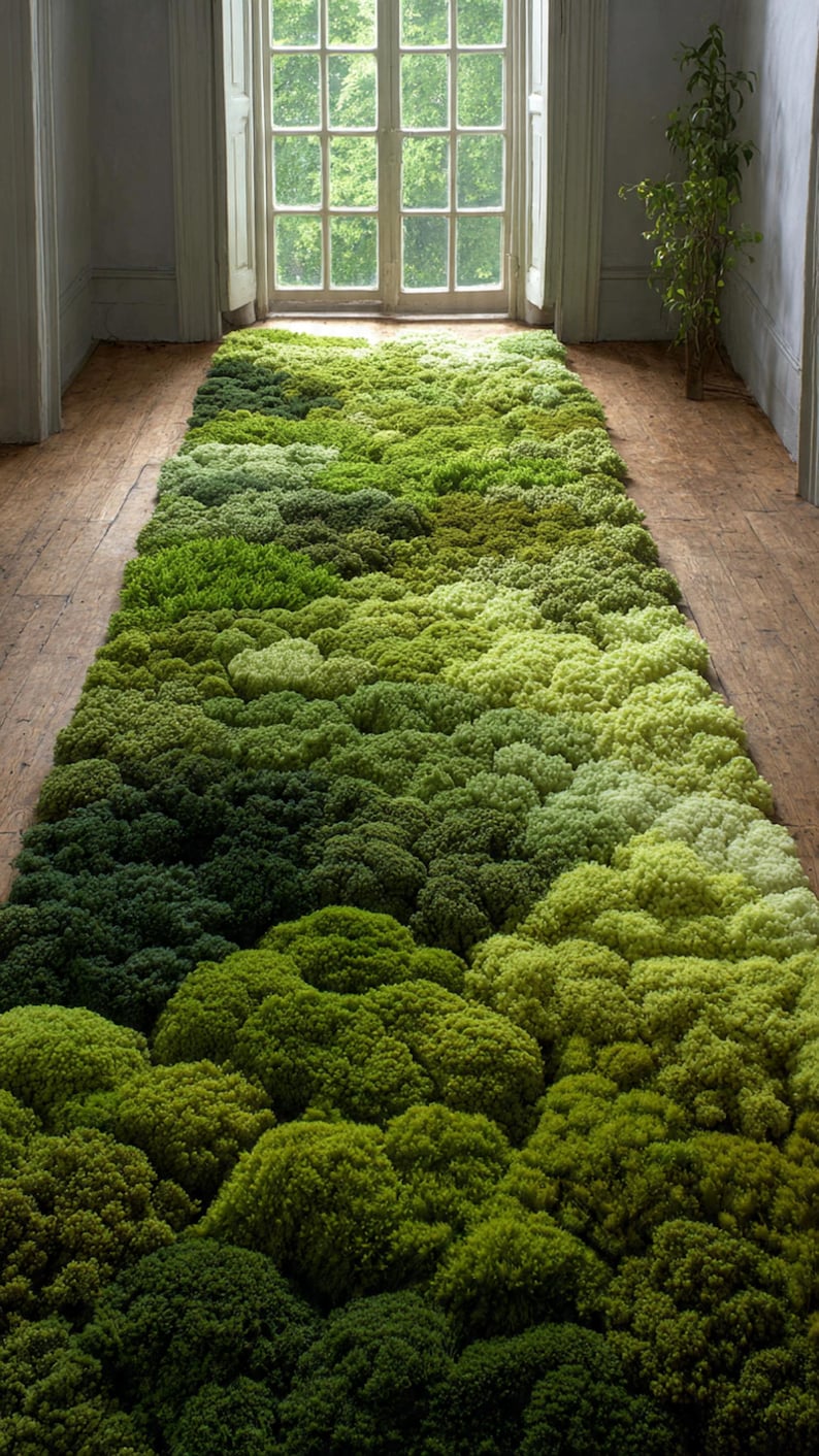 Organic Green Rug Green Moss Tufted Rug: Botanical Biophilic Home Décor Runner Rug - Etsy