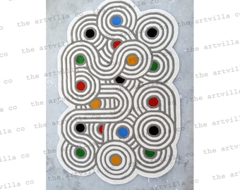 Colorful Hand Tufted Wool Rug: Modern Art Deco