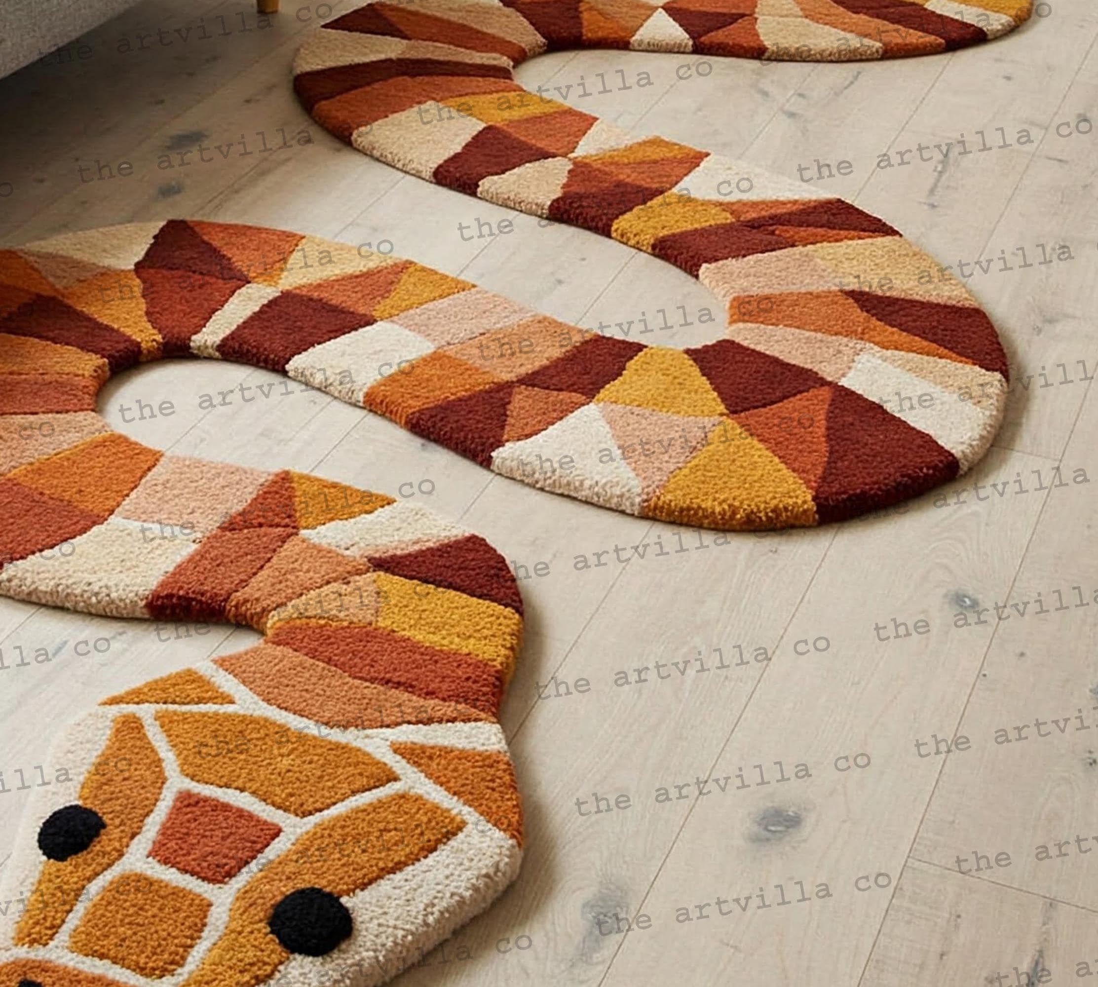 Hand-tufted Wool Snake Rug: Bold Serpent Hallway Runner 4x15 - Etsy