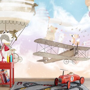 Happy Animals Wallpaper Mural: Kids Room Decor (Peel and Stick)