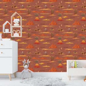 Vintage Cowboy and Horses, Wild West Aesthetic Vintage Wallpaper, Desert Wall Decor, Rustic Easy-Install Wallpaper