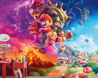 Super Mario Bros Tapete Movie Toad, Pfirsich, Kindertapete / Abziehen und Aufkleben / Vliesstoff