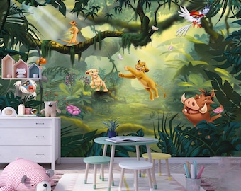 Jungle Animal Wallpaper Lion King Nursery Wallpaper Peel Stick Nonwoven