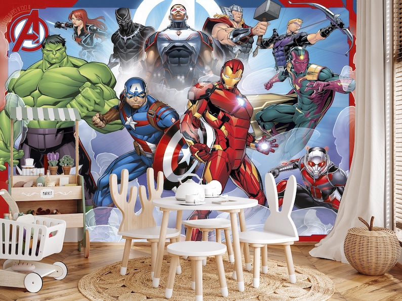 Avengers Kids Room Wallpaper, Peel and Stick Iron Man Mural - Etsy