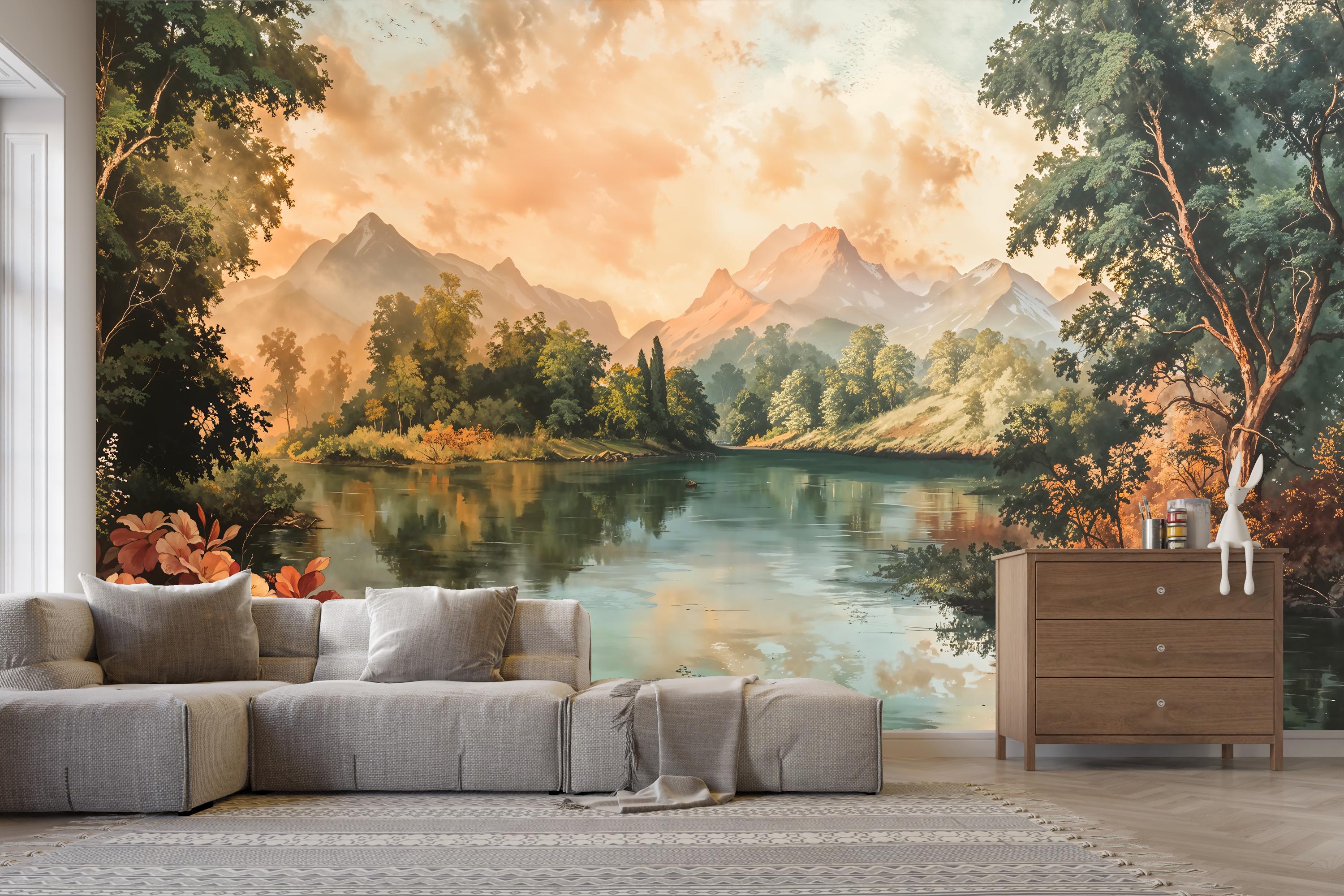 Scenic Landscape Peel and Stick Mural – Traditional Oil Painting Style ...