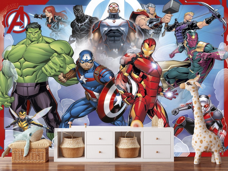 Avengers Kids Room Wallpaper, Peel and Stick Iron Man Mural - Etsy