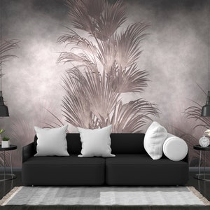 Botanical and Exotic Leaf Wallpaper , Peel and Stick Tropical Green Wall Mural , Tropic Leaves and Trees Wallpaper - Jungle Wallpaper