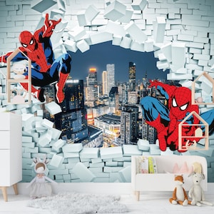 Spider-Man Wall Mural: Super Hero Kids Room Decor (Peel and Stick)