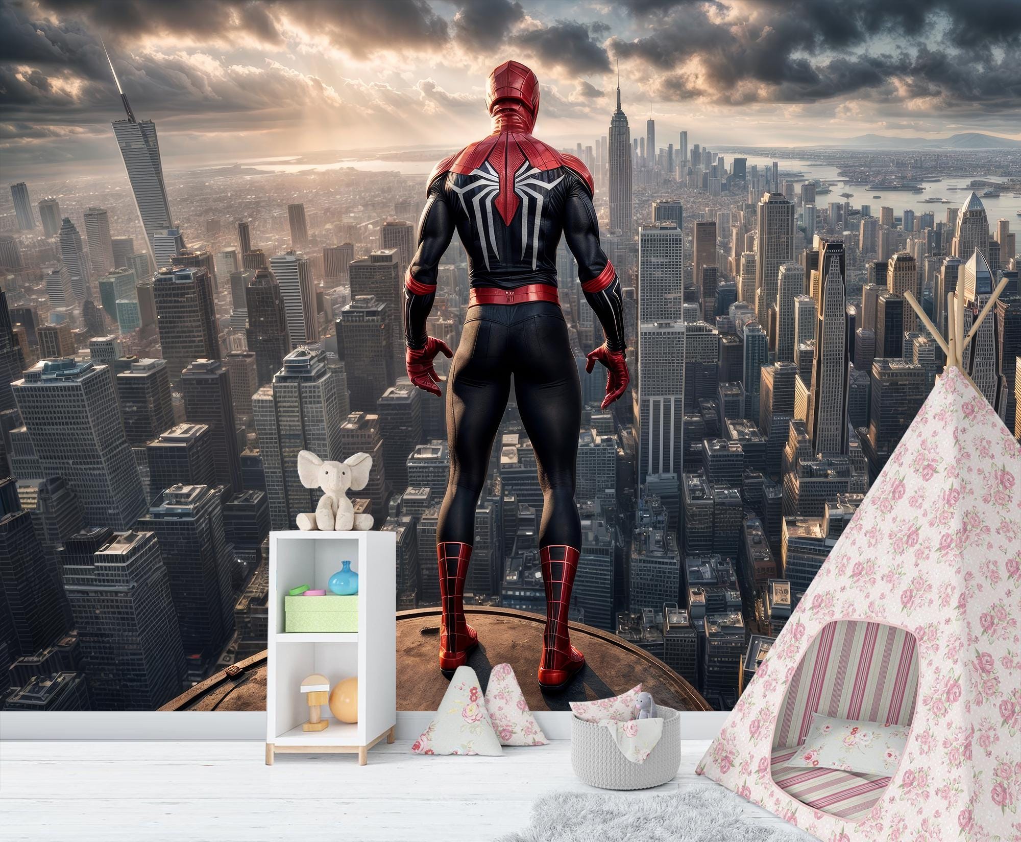 Spiderman of Super City WALLPAPER Kids Room Peel and Stick / Nonwoven ...