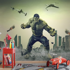 Carta da parati del supereroe di Hulk - Carta da parati del supereroe della camera dei bambini stacca e incolla - Carta da parati del supereroe di Hulk della camera dei bambini - Carta da parati rimovibile