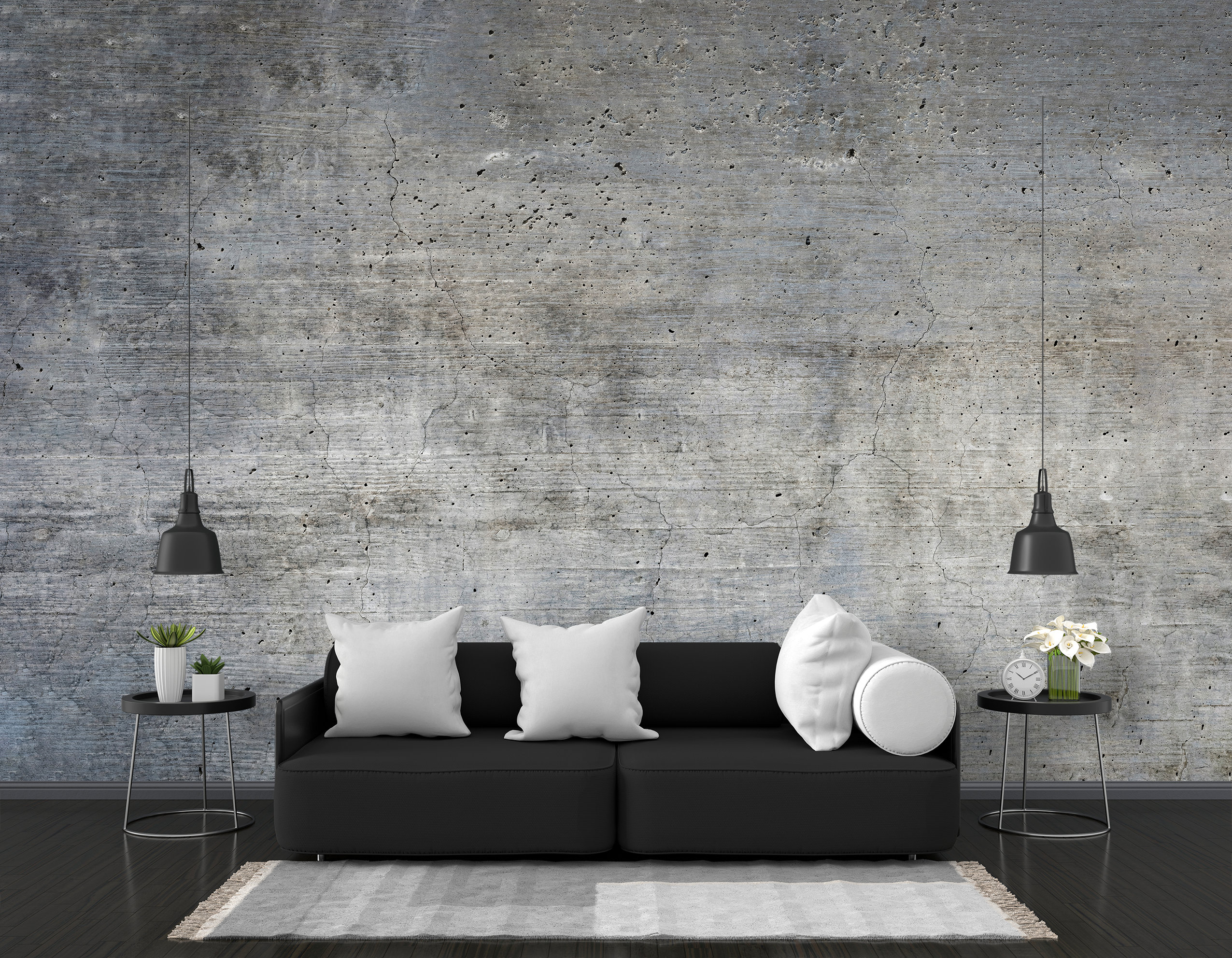 Mink Gray Anthracite Concrete Texture Wallpaper, Peel and Stick Grey Concrete Look Wall Mural, Self Adhesive Removable Concrete Wall Stick