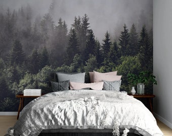 Foggy Forest Wallpaper Mural: Peel and Stick Nature Wall Art
