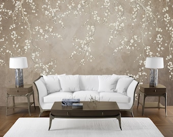 Navy Blue Chinoiserie Peel and Stick Wallpaper – Cherry Blossom