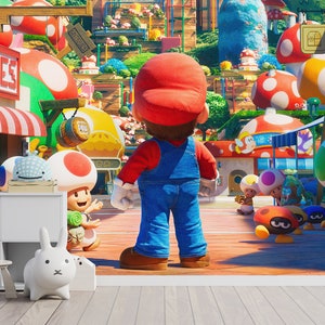 Süper Mario Bros Film Wandbild Schälen und Stick Tapete Schlafzimmer Wohndekor Schälen und Stick Ablösbare Tapete