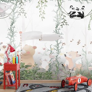 Cute animals Wallpaper, Kid Wall Mural, Cute Wallpaper, Children&#39;s room decor, nursery decor，Nursery Space Themed Decals