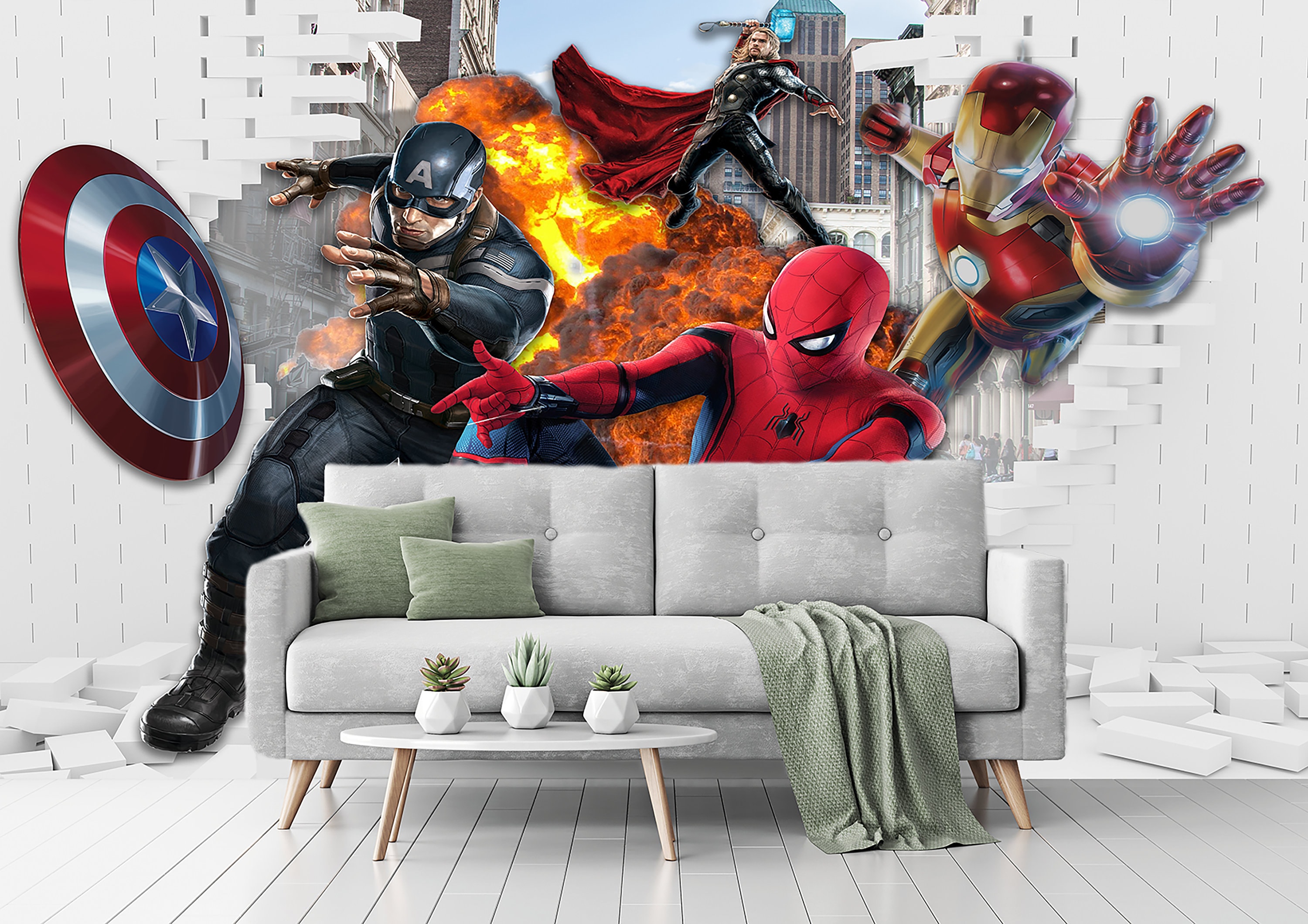 マーベルヒーローの壁紙、スパイダーマンのホームデコレーション、子供