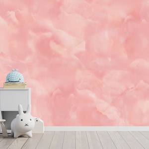 Pink Marble Wallpaper, Marble Texture, Wallpaper With ink Painting Technique / Peel and Paste Pink Wallpaper-Self Adhesive-Vinyl Wallpaper