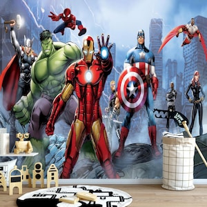 Avengers Superhero Mural: Peel and Stick Nursery Wallpaper