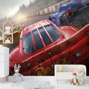 McQueen Cars Lightning Wall Decor / Removable Wallpapers Disney Cars / Wall Art Cars / Kids Room Wallpaper