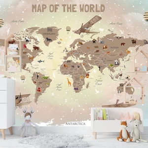 Pastels Educational World Map | Kids World Map | Nursery | Homeschooling World Map | Travel Print | Home Decor | Colorful World Map