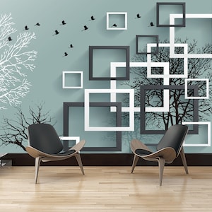 Carta da parati 3D con design di illustrazione rettangolare