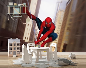 Mural de pared autoadhesivo de Spiderman, decoración para la habitación de los niños (superhéroes).