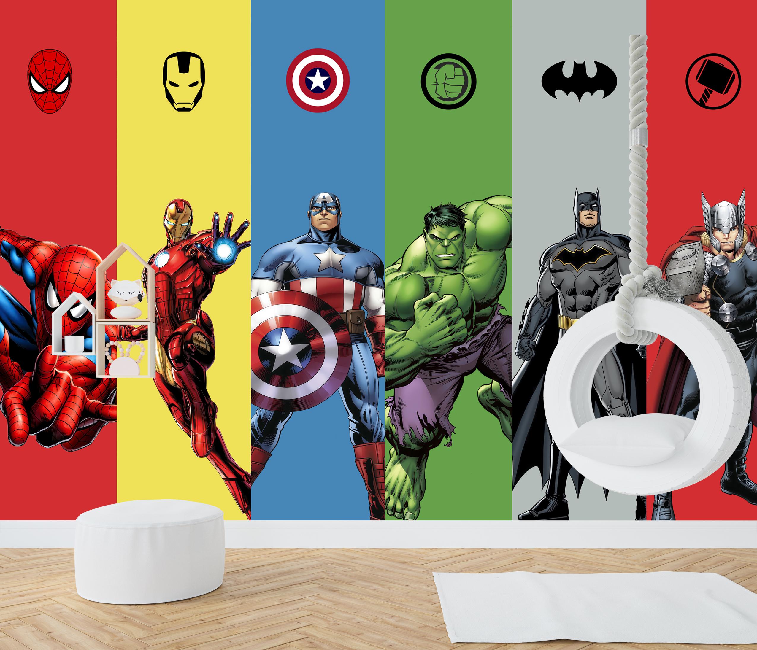 Avengers Wallpaper Mural: Super Hero Kids Room Decor, Peel and Stick - Etsy