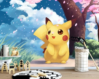 Pikachu-Pokemon Wallpaper, Pokemon Kids Mural  Peel and Stick - Nonwoven