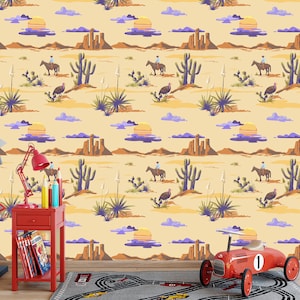 Cowboy Western Wallpaper: Boho Wild West Peel and Stick Removable Wallpaper