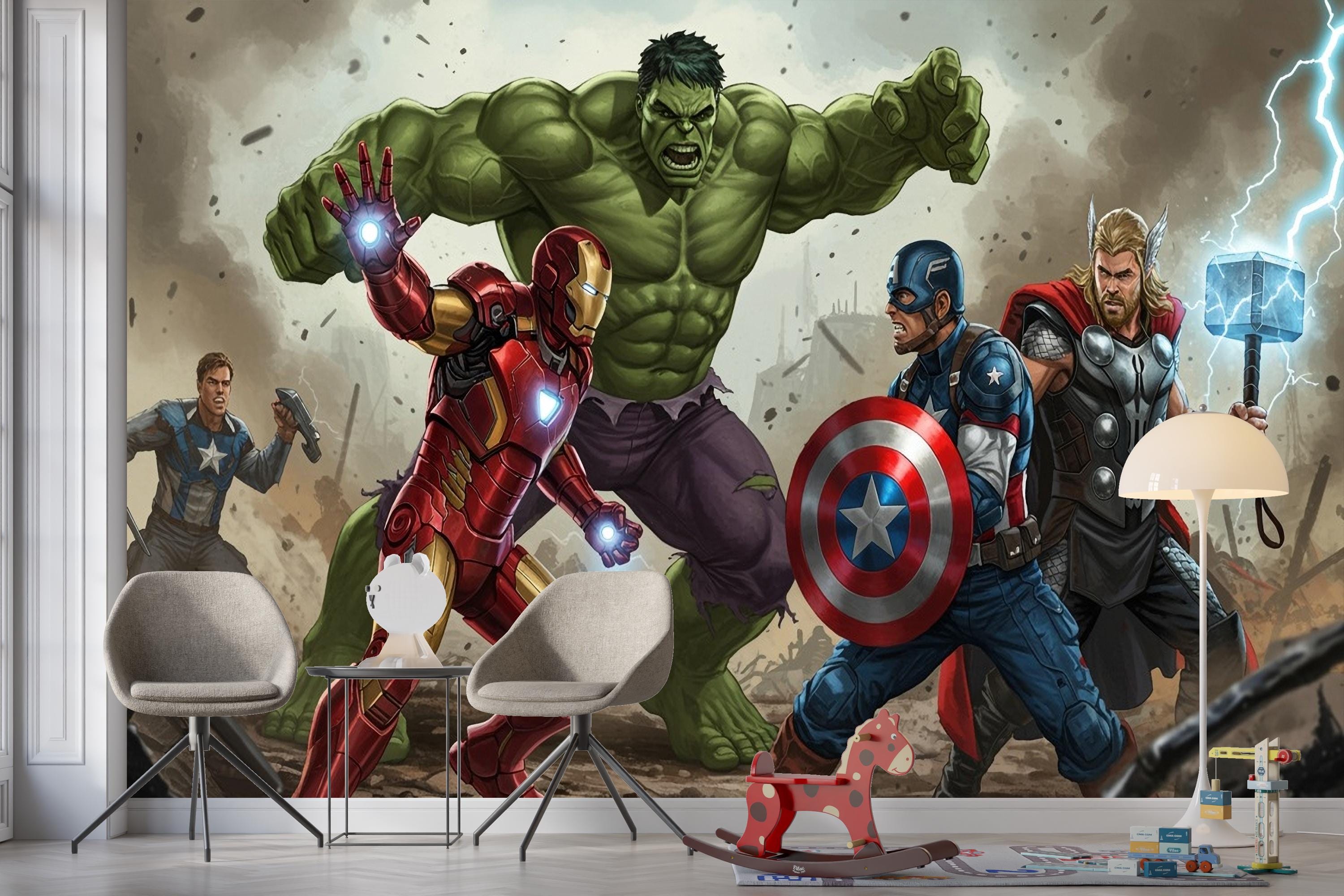 Avengers Peel and Stick Wallpaper: Superhero Kid Room Decor - Etsy