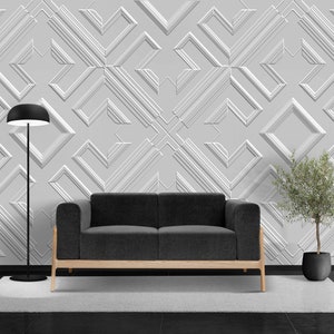 Elegante geometrische Präge-Tapete, Tapete, Tapete, Schälen und Aufkleben - Vlies