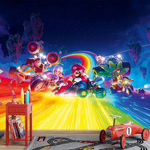 Süper Mario Gocart Wandbild Schälen und Kleben Tapete Schlafzimmer Wohndekor Schälen und Kleben Entfernbare Tapete