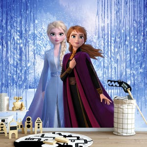 Elsa and Anna Wallpaper Frozen Wallpaper Mural Princess Removable Wallpaper Nursery Wallpaper Wall Mural Decor Girls Peel and Stick