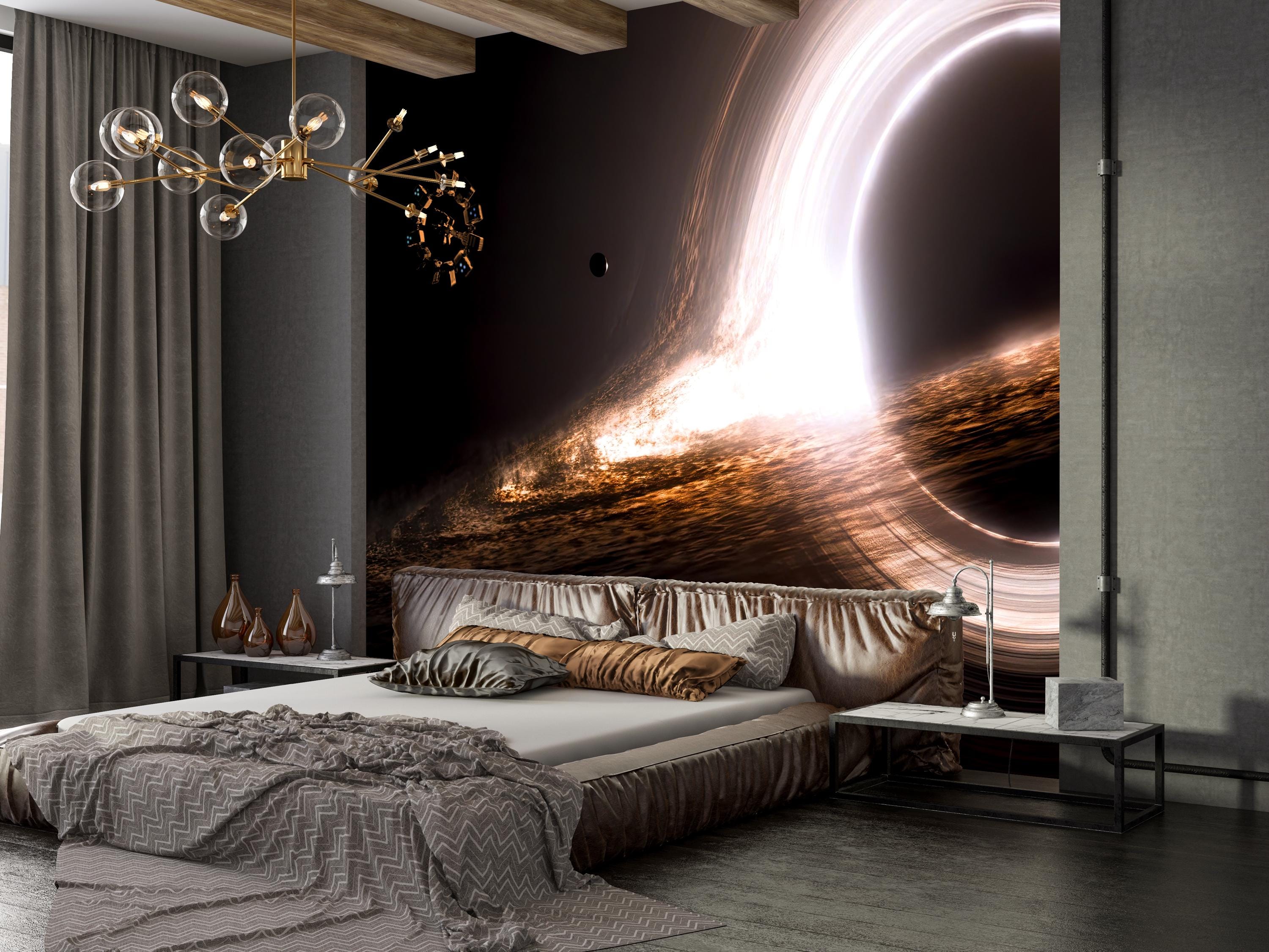 Black Hole Space Wallpaper: Peel and Stick Nonwoven Mural - Etsy Canada