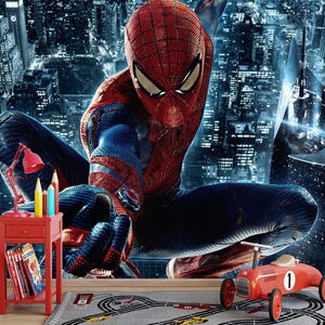 Fonds d'écran Spider Man | Peler et coller | Papier peint pour chambre d'enfant | Décoration murale - Papier peint Spiderman | Sticker mural Spiderman | Papier peint super-héros
