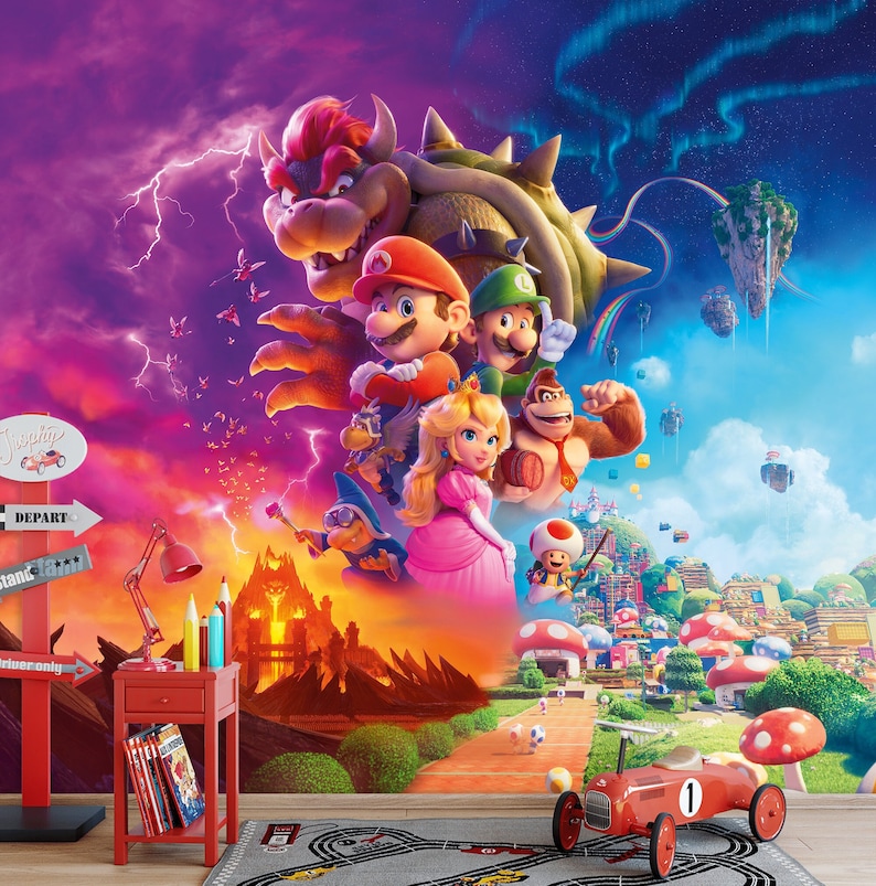Super Mario Bros wallpaper Movie Toad, Peach, Kids Wallpaper / Peel And Stick / Nonwoven image 1