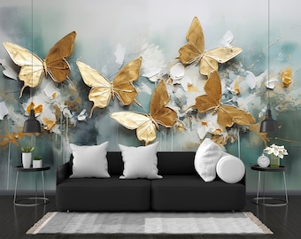 Pastell Aquarell Schmetterling Tapete, zarte Farben Schmetterlinge Blumendruck Kinderzimmer Dekor Frühling Feld Wildblumen