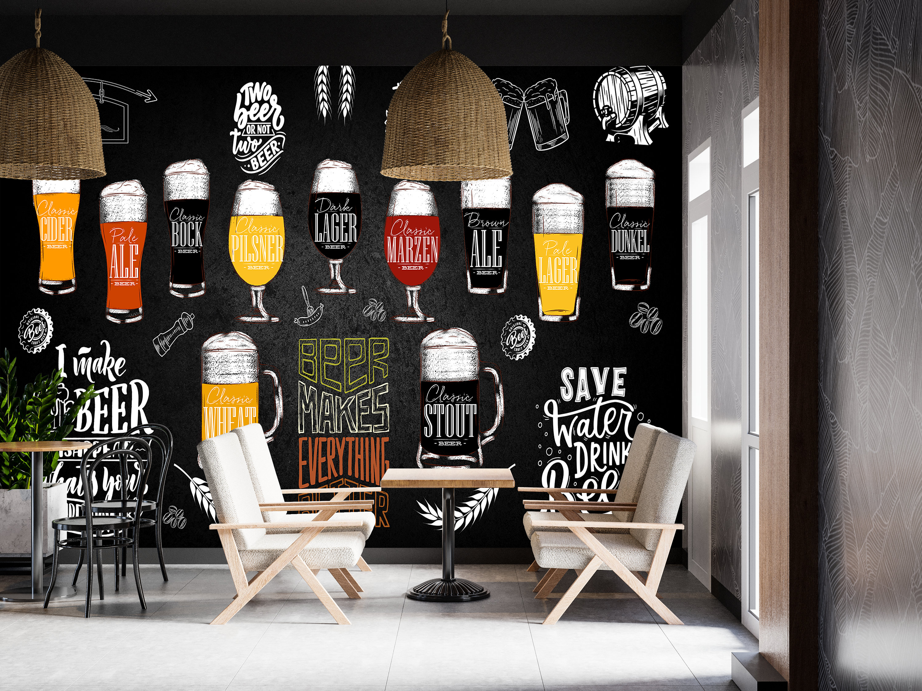 Papel pintado de cerveza de barril: Mural de pared con pizarra de pub -  Etsy México, image size:3000x2250