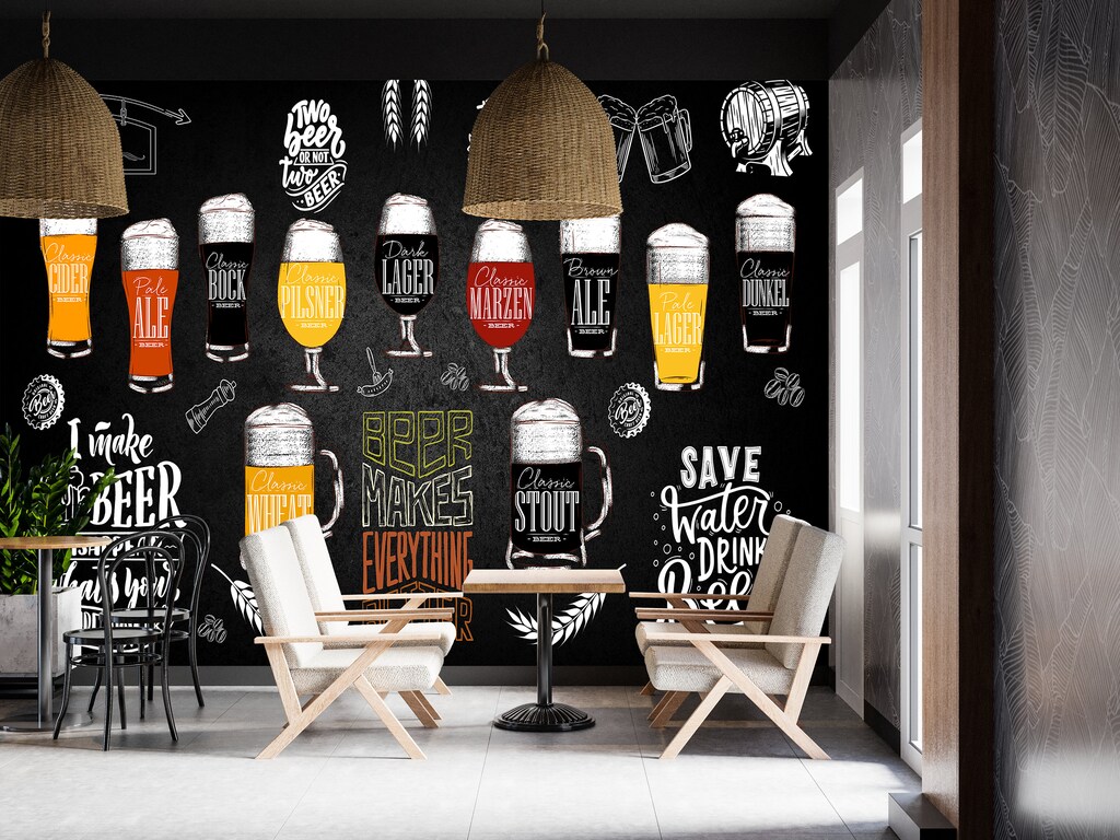 Stampa Artistica Da Parete Vintage Con Carrello Bar – Poster Astratto Per Cucina, Pub E Sala Da Pranzo – 30,5x40,6 Cm