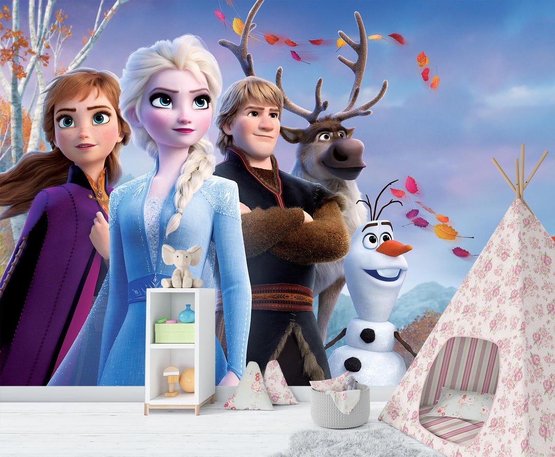 Frozen 2 Wallpaper: Elsa and Anna, Self-adhesive Kids Room Mural - Etsy