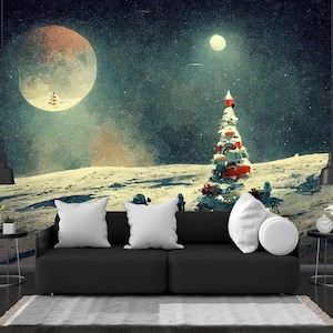 Rendering of a Land Full of White Snow With the Green Christmas Tree on Christmas Day During the Winter Wallpaper