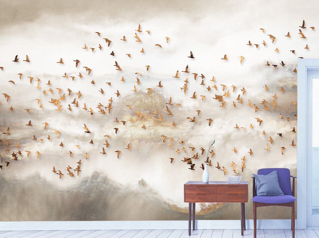 Flying Birds 3D Wallpaper Peel and Stick Non Woven, Indoor Wall Cladding Peel Stick Etsy