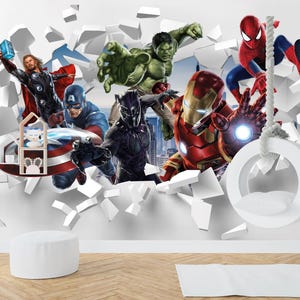 Avengers Kids Wallpaper: Superheroes Peel and Stick, Nonwoven - Etsy