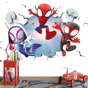 Superheld Spider and His Amazing Friends Wallpaper Peel Stick, Cartoon Spider-Man Wallpaper Boys Game Room, Muurschildering Decor Kinderkamer