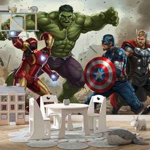 Avengers Peel and Stick Wallpaper: Superhero Kid Room Decor