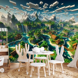 Fantastic Pixel Landscape Wallpaper, Traditional and Peel and Stick Wallpaper